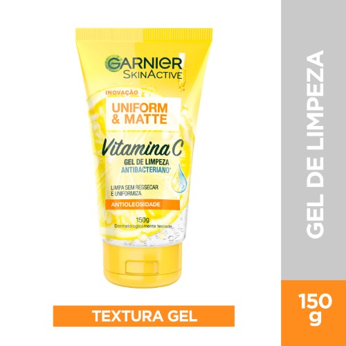 Gel de Limpeza Facial Antibacteriano Garnier Uniform & Matte Vitamina C com 150ml