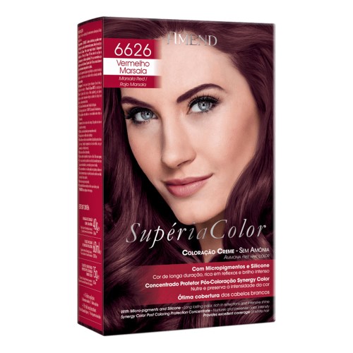 Tonalizante Creme Amend Supéria Color Sem Amônia 6626 Vermelho Marsala com 1 Unidade