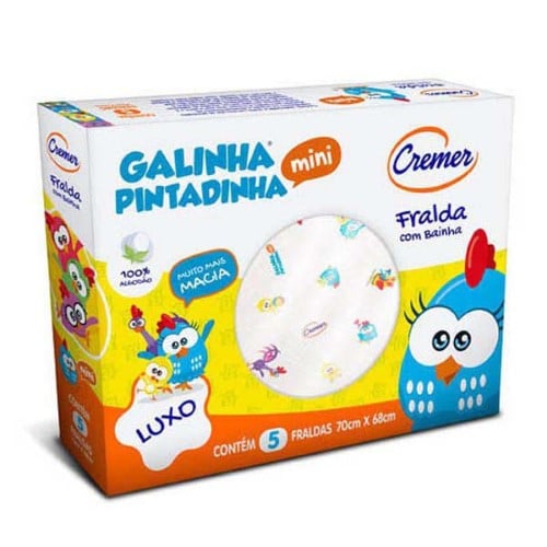 Fralda Cremer Luxo Galinha Pintadinha 5un