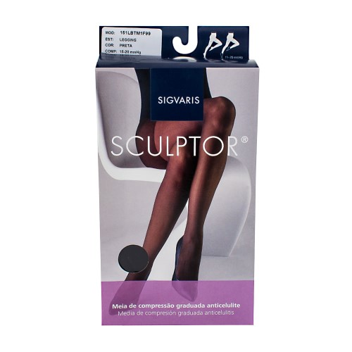 Legging Anticelulite Sigvaris Sculptor 15-20mmHg M (Tamanho Médio) Curto (M1) Cor Preta