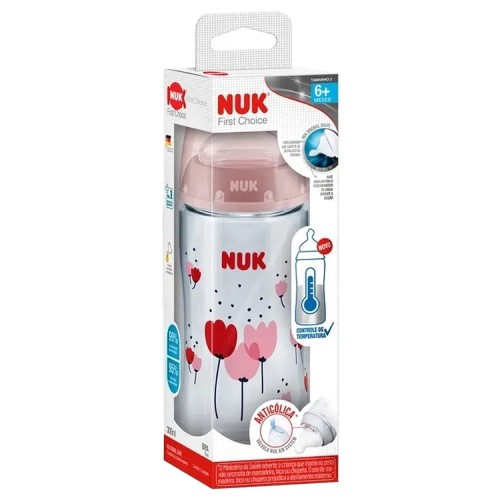 Mamadeira Nuk First Choice Controle de Temperatura Girl S2 6-18 meses 300ml