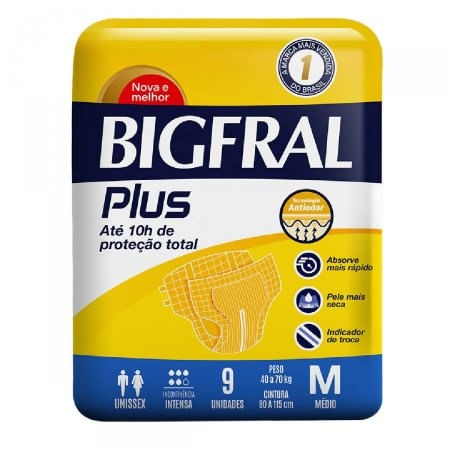 Fralda Geriátrica Bigfral Plus M 9 unidades