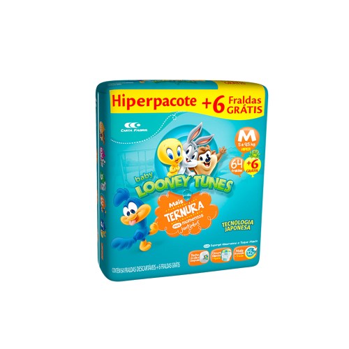 Fralda Baby Looney Tunes Tamanho M Pacote Hiper com 60 Unidades