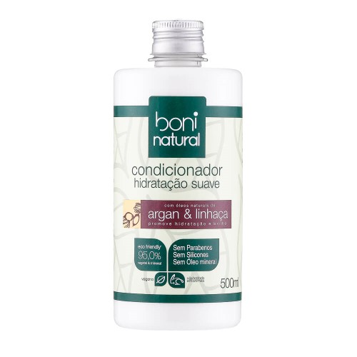 Condicionador Hidratação Suave Boni Natural Argan & Linhaça 500ml