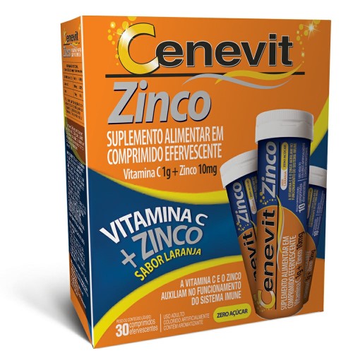 Suplemento Alimentar Cenevit Zinco 1g+10mg 30 Comprimidos Efervescente