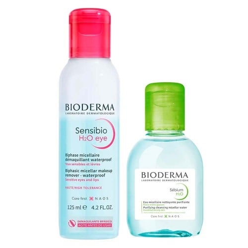 Bioderma Kit – Água Micelar para Pele Oleosa 100ml+ Água Micelar Bifásica para Olhos e Lábios 125ml