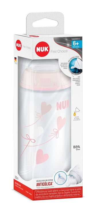 Mamadeira Nuk First Choice Rose & Blue Bico de Silicone Ortodôntico Nível 2 Fluxo Médio 6+ Meses Rosa 300ml