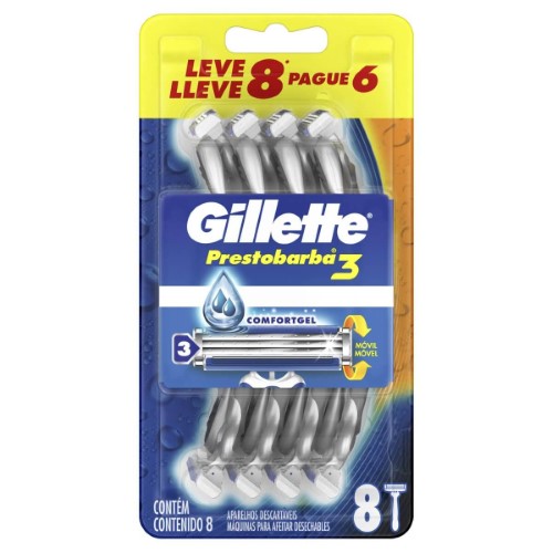 Gillette Prestobarba 3 Comfortgel Barbeador Descartável com 8 unidades