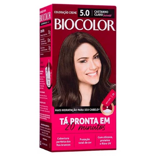 Mini Kit Biocolor Coloração Creme Castanho Claro Luxuoso 5.0 com 1 unidade