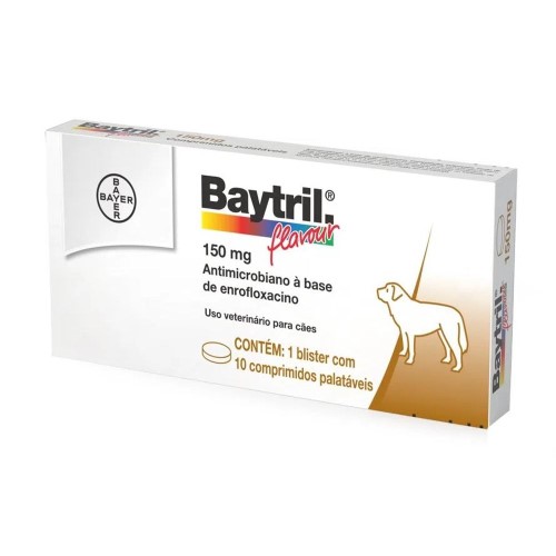 Baytril Flavour 150mg para Cães Uso Veterinário com 10 Comprimidos