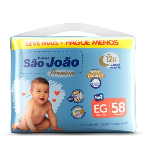 Fralda São João Premium Bag EG C/ 58Un