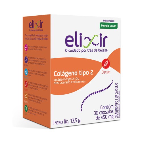 Elixir Colágeno Tipo II 450mg com 30 cápsulas