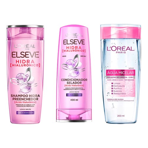 L`oréal Paris Elséve Hidra Hialurônico Kit - Shampoo + Condicionador + Água Micelar