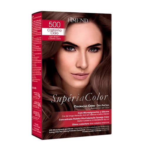 Tonalizante Creme Amend Supéria Color Sem Amônia 500 Castanho Claro com 1 Unidade