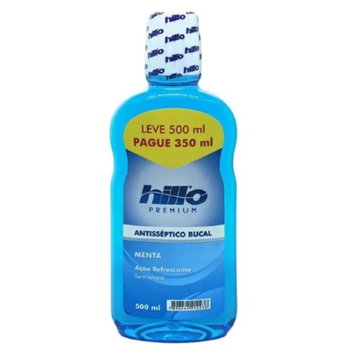 Antisséptico Bucal Hillo Sem Álcool Menta Leve 500ml Pague 350ml