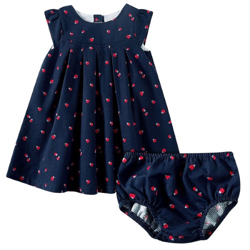 Vestido com Calcinha para bebê em tricoline Joaninha - Tip Top