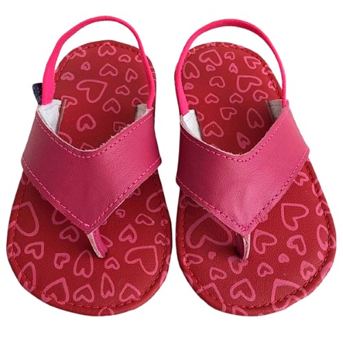 Chinelo Flip Flop com elástico para bebê Corações Rosa - Babo Uabu