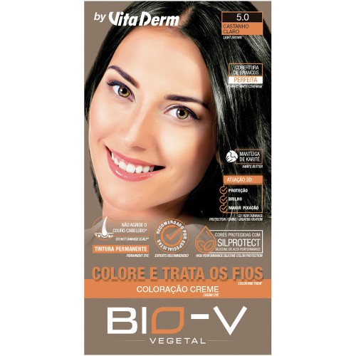 Coloração Creme Bio-V Vita Derm 5.0 Castanho Claro