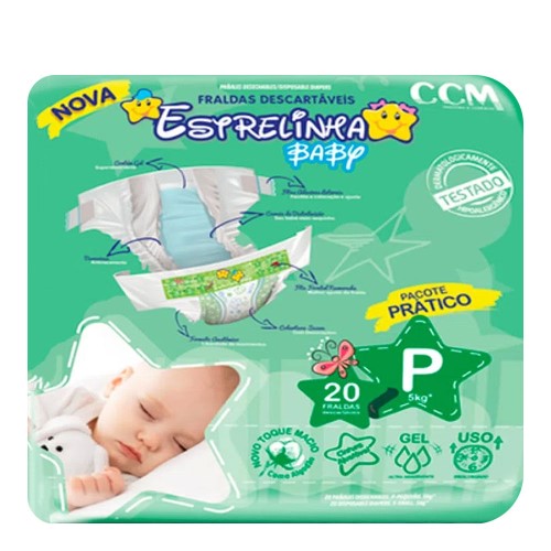 Fralda Estrelinha Baby Tamanho P 20 Unidades