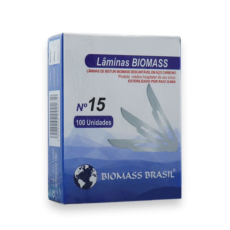 Lâmina De Bisturi Aço Carbono Nº15 100un - Biomass Brasil