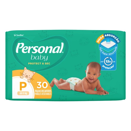 Fralda Personal Baby Protect & Sec Tamanho P com 30 Fraldas Descartáveis