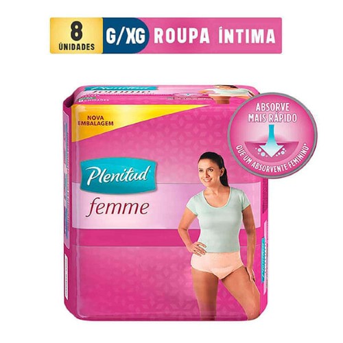 Roupa Íntima Plenit Active Mulher G/Xg 8Un - Plenitud