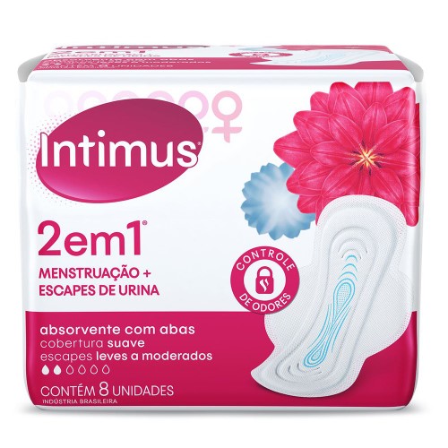 Absorvente Intimus 2 em 1 Suave com Abas com 8 Unidades