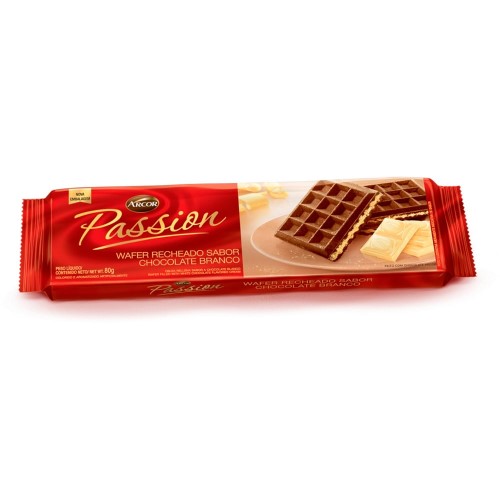 Biscoito Wafer Arcor Passion Sabor Chocolate Branco 80g