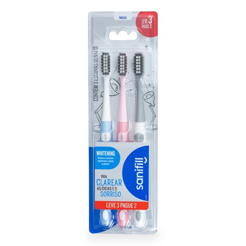 Escova Dental Sanifill Whitening Macia Cores Sortidas Leve 3 Pague 2