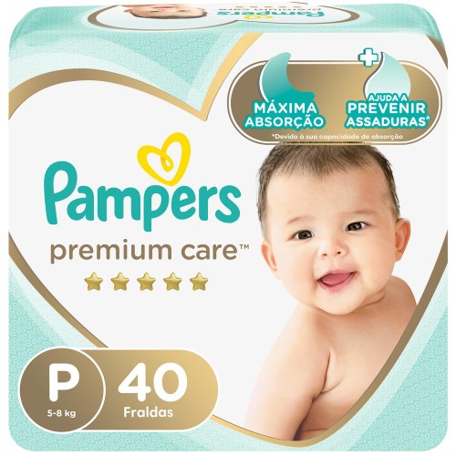 Fraldas Pampers Premium Care P 40 Unidades