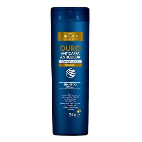 Shampoo 2 em 1 Capicilin Anticaspa Antiqueda Ouro 250ml