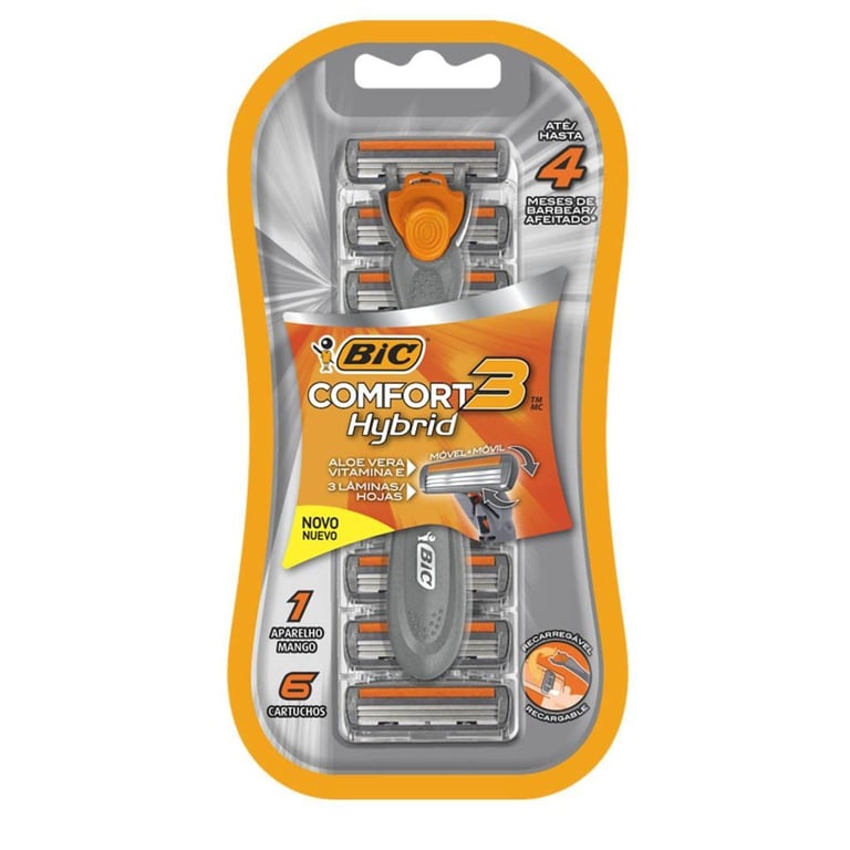 Aparelho De Barbear Bic Comfort 3 Hybrid + 6 Cargas