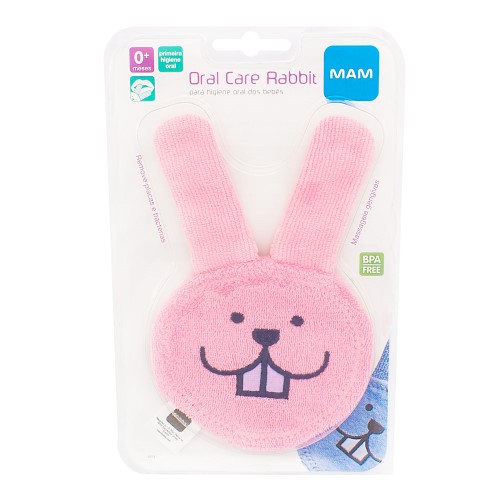 Luva de Cuidado Oral Infantil MAM Rabbit Cor Rosa com 1 unidade