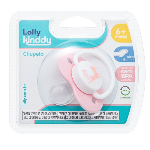 Chupeta Lolly Zoo Bona Silicone Ortodôntica Tamanho 2 +6 Meses Rosa com 1 Unidade