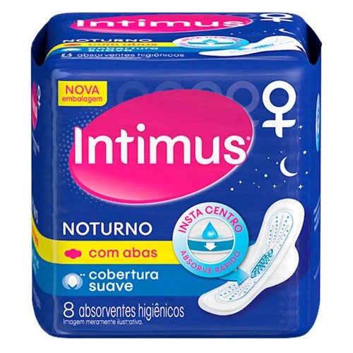 Absorvente Intimus Gel Norturno Suave com abas com 8 unidades