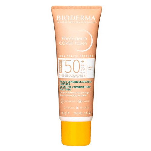 Protetor Solar Facial Bioderma Photoderm Cover Touch FPS 50 Pele Oleosa a Acneica Cor Dourada com 40ml