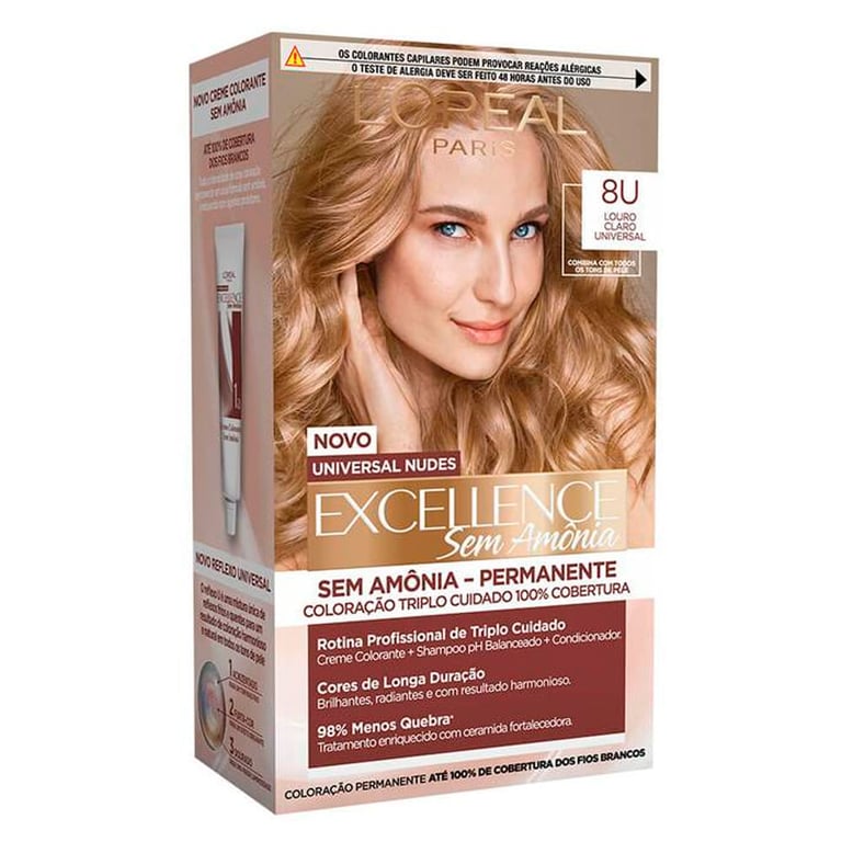 Tintura Loreal Universal Nudes Excellence Sem Amônia 8U - Louro Claro Universal