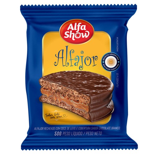 Alfajor Alfashow Doce de Leite Cob Chocolate Meio Amargo 50g