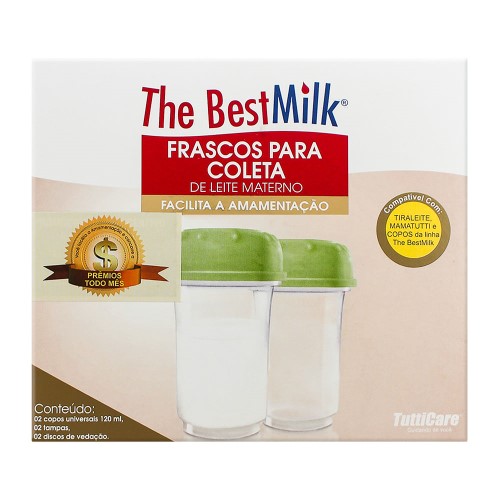 Porta Leite Materno The BestMilk Verde 2 Frascos de 120ml cada