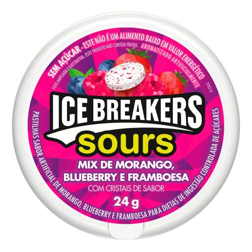 Pastilhas Ice Breakers Sours Mix de Morango Blueberry e Framboesa