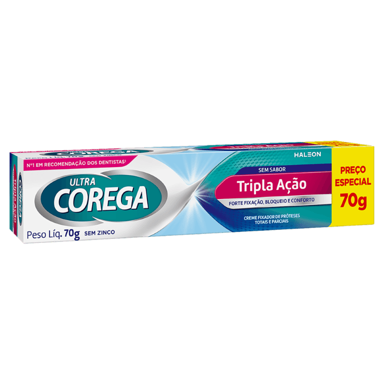 Creme Fixador De Proteses Ultra Corega Tripla Ação Sem Sabor 70g