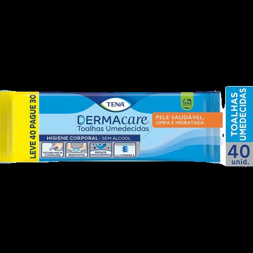 Tolhas Umedecidas Tena Slip Dermacare Leve 40 Unidades Pague 30 Unidades