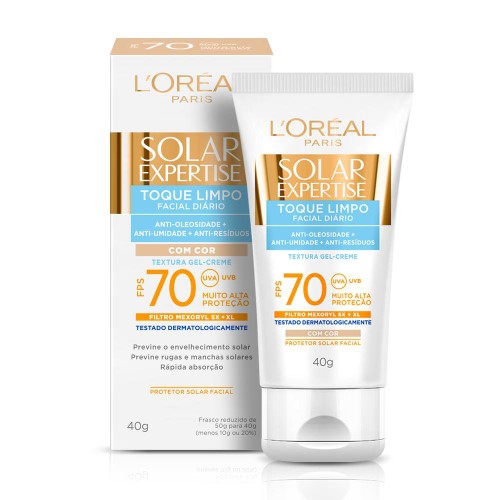 Protetor Solar Facial L`oréal Paris Solar Expertise Toque Limpo Com Cor FPS 70 40g