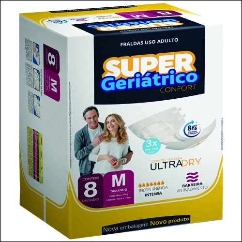 Fralda Super Geriátrico Confort Tamanho M 8 unidades