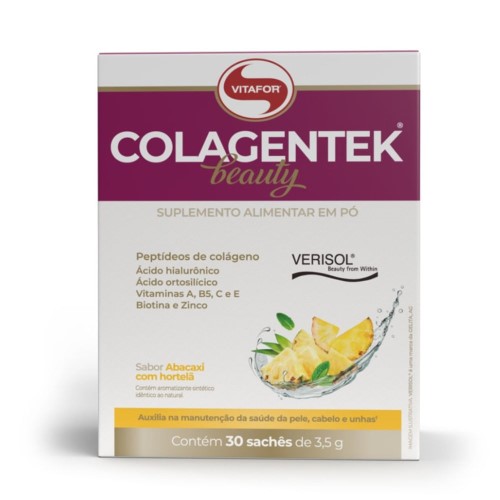 Suplemento Alimentar Vitafor Colagentek Beauty Abacaxi Com Hortelã 30 Sachês De 3,5g