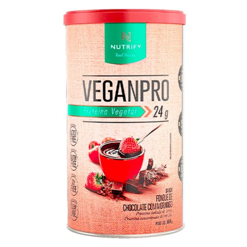 Proteína Vegetal Nutrify Veganpro Fondue de Chocolate com Morango 550g