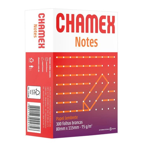 Papel Chamex Notes 80mm X 115mm com 300 Folhas