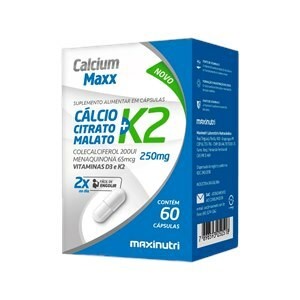 Calcium Maxx Cálcio + Citrato Malato + K2 Maxinutri 60 cápsulas