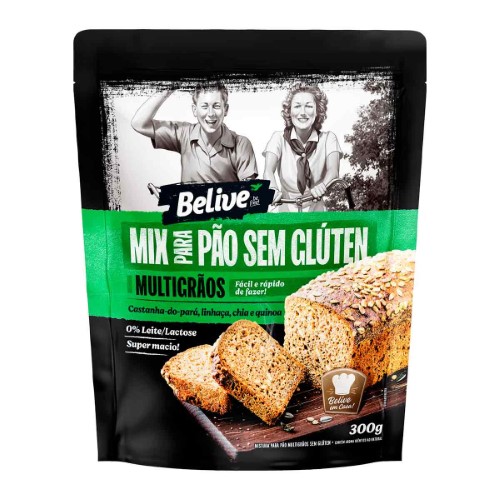 Mix para Pão Multigrãos Belive Sem Glúten e Lactose com 300g