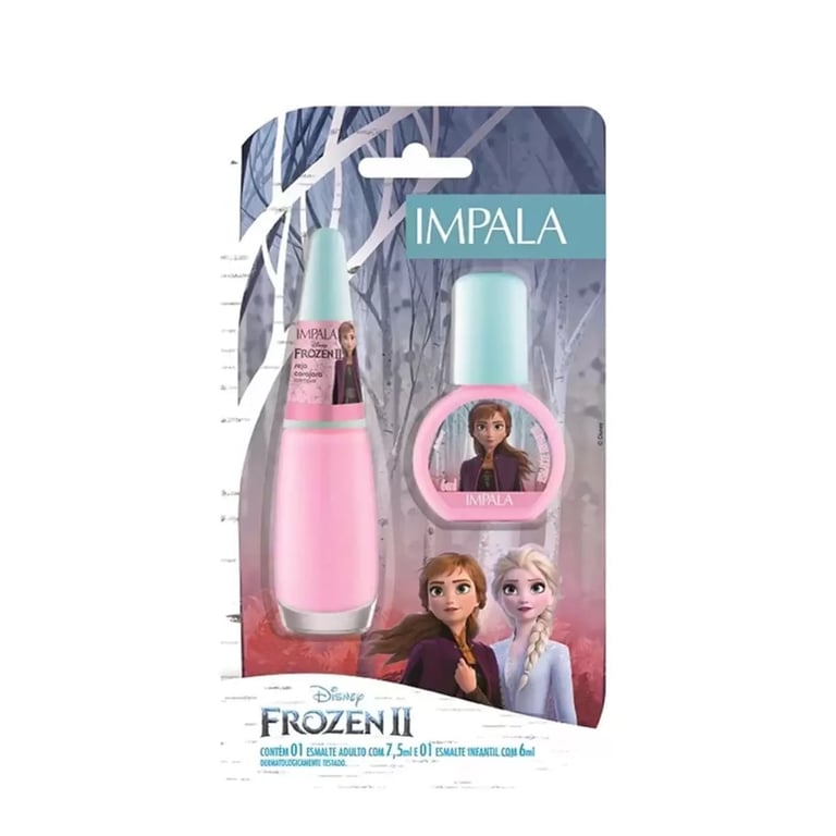 Kit Esmalte Impala Frozen II Adulto + Infantil Seja Corajosa